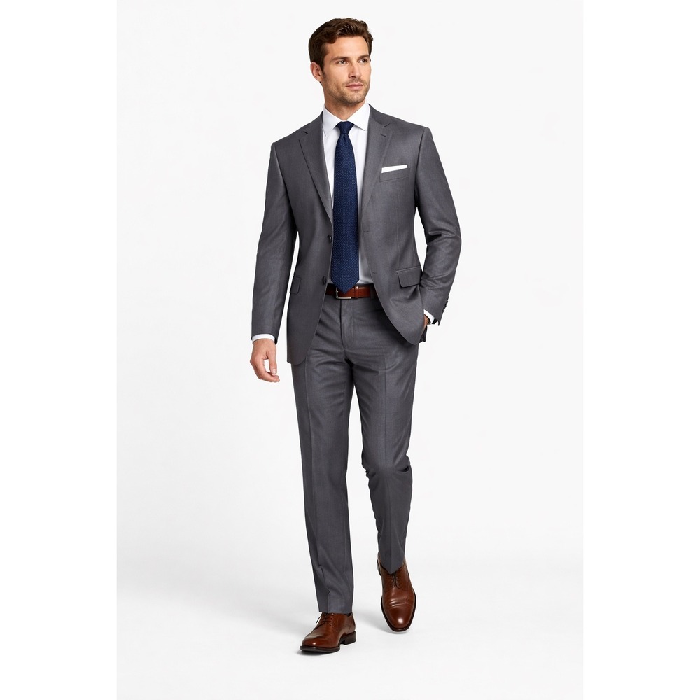 PETER MILLAR‎ Flynn Classic Fit 2 piece Solid Wool Suit, Charcoal Grey, Size 46R